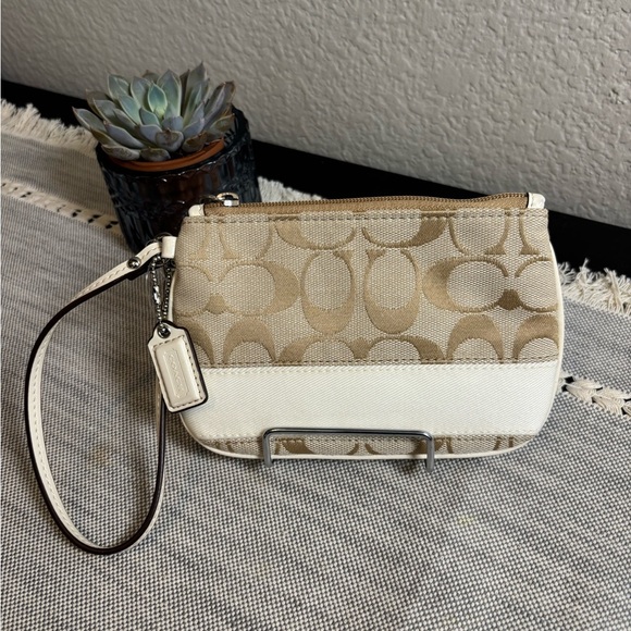 Coach Tan and Cream Wristlet - Picture 2 of 10